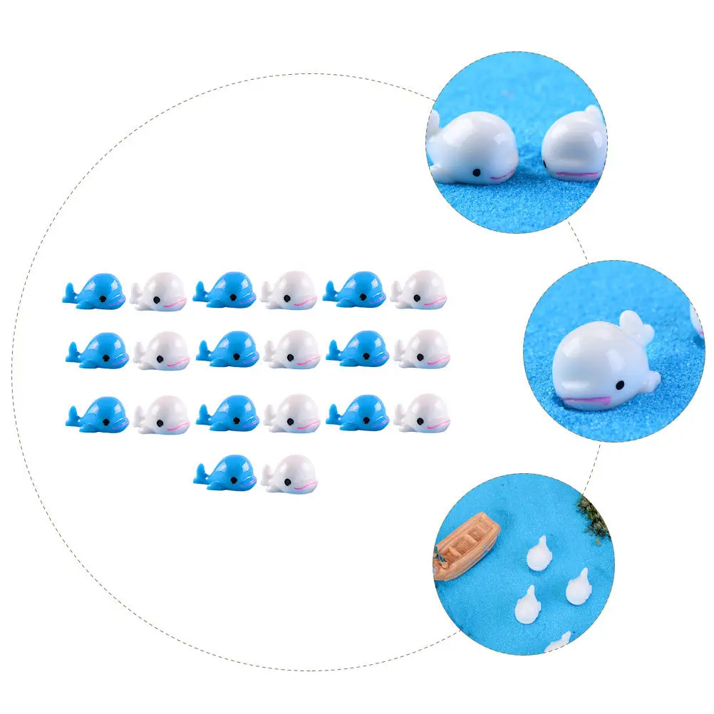 

20Pcs Micro Landscape Decors Resin Small Whale Ornaments Creative Desktop Bonsai Adornments Lifelike Mini Sea Animal Decorations
