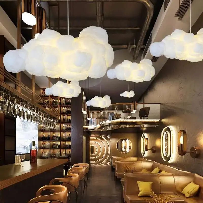 Nordic Silk Cloud Chandelier Lamp Living Room Bedroom Restaurant Warm Cloud Pendant Lights Kids Room Decor Home Led Lighting E27