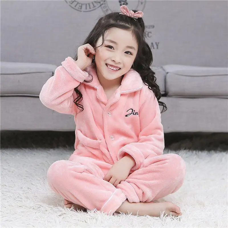 

Spring Winter Kids Coral Fleece Pajamas Set for Children Baby Home Wear New Hot Thick Warm Cozy Sleepwear Loungewear Set