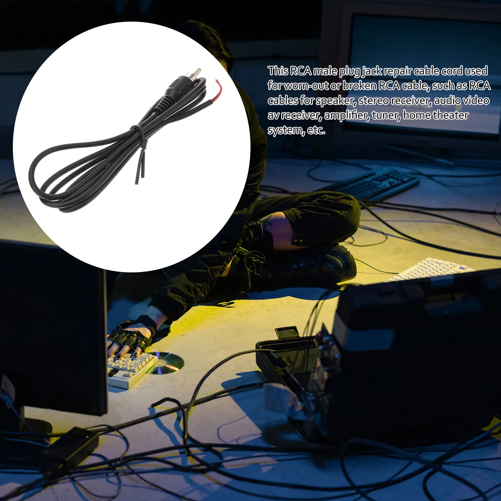 

6pcs Audio Cable Pvc Copper Cord For Speaker Stereo Receiver System Repair Extension Plum Head Connector