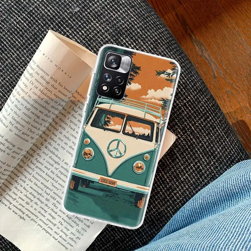 Hippie Peace Bus and Sunflower Phone Case For Xiaomi Redmi Note 11 11S 11T 5G 11E 10S 10 12S 12 Pro Plus 9S 9T 9 8T 8 7 6 5 Capa