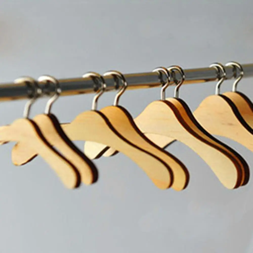 12cm Dresses Mini Laundry Hook Wooden Non-Slip Holder Doll Accessories Drying Racks Clothes Hangers