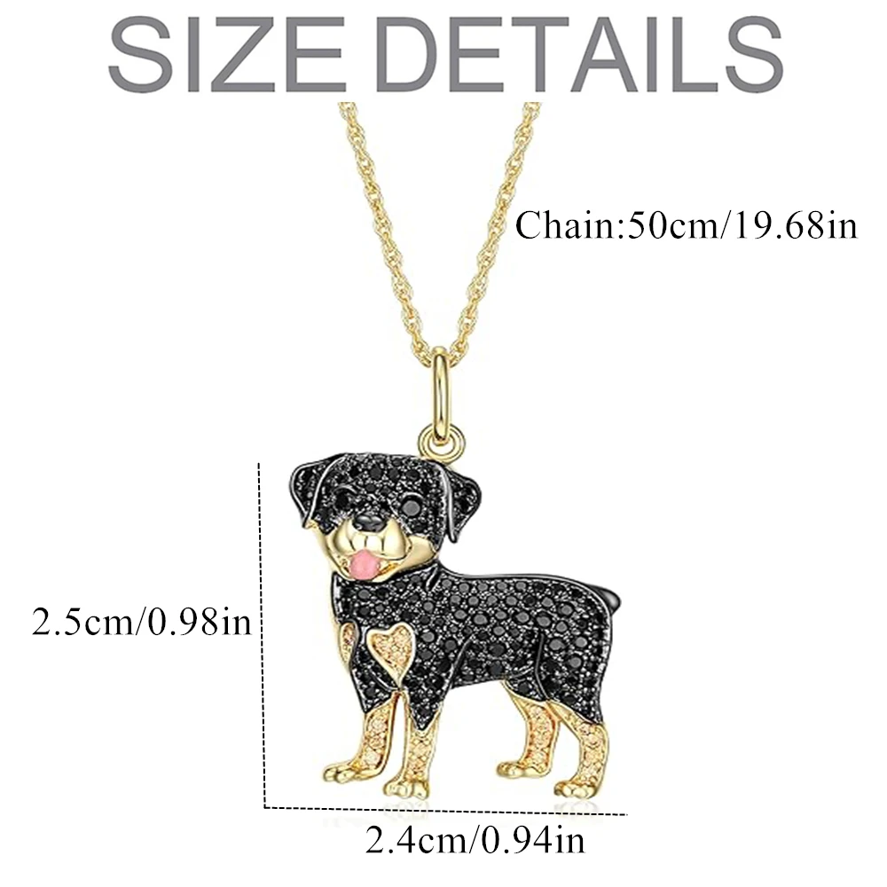 Exquisite and Cute Rottweiler Dog Pendant Necklace for Women Elegant Pet Puppy Jewelry Animal Accessories Gift for Dog Lovers