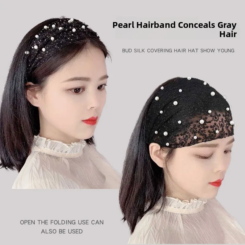 Elegant Thin Hollow out Hair Band Hat for Covering Gray Hair Youthful Looking Front Hair Decoration Spring Summer Korean Style