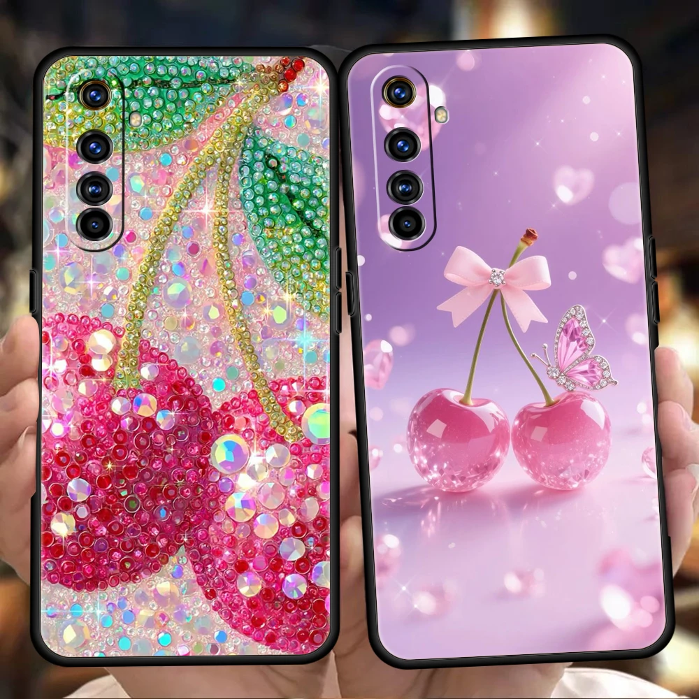 Phone Case For Oppo A17 A31 A78 A79 A98 Reno 10 11 12 13 14 15 16 F Find X5 X6 Pro 5G Soft TPU Cover Sparkling Cherry Present