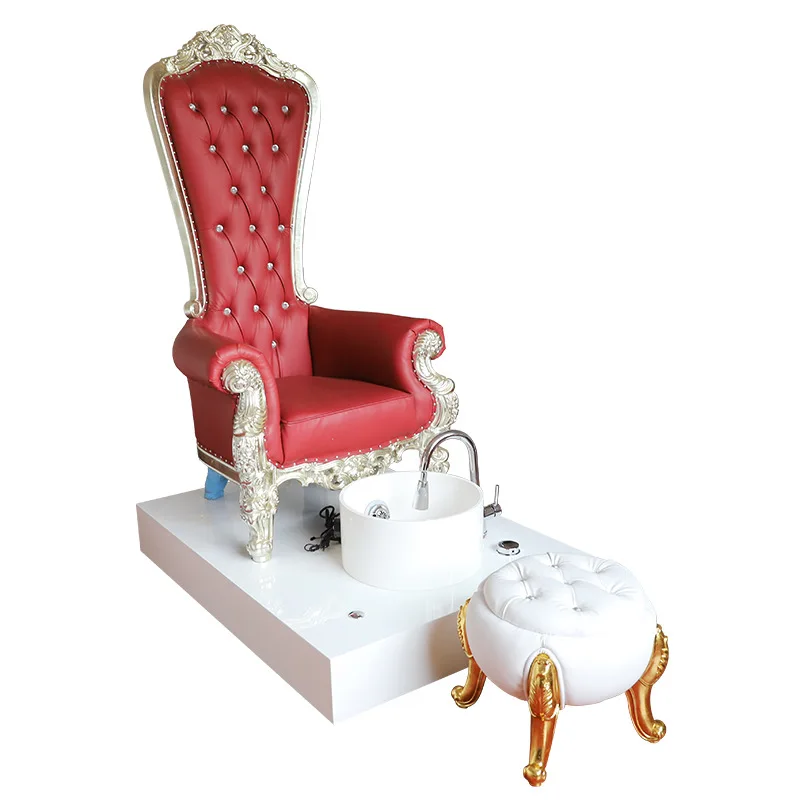 Salon Luxury Royal Throne Modern Pipeless Whirlpool System Foot Throne Spa Silver Frame Queen Pedicure Chair