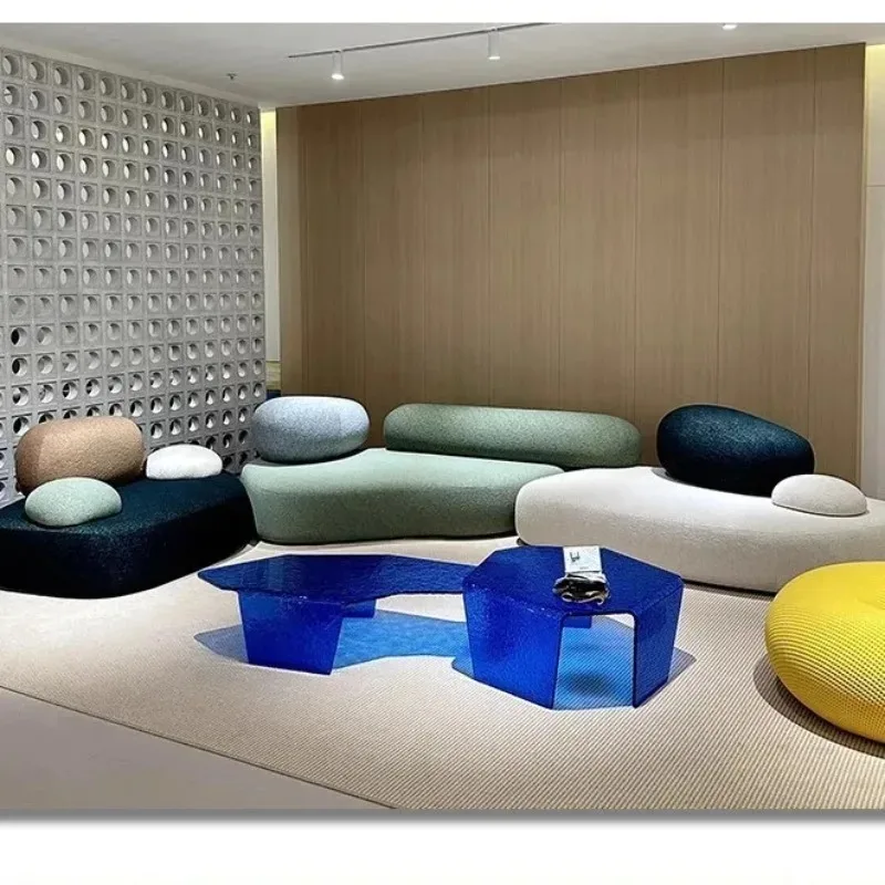 Creative Sofa Light Luxury Italian Pebble Fabric Compression Sofa Special-shaped Living Room New Sponge Rock Sofa Bed