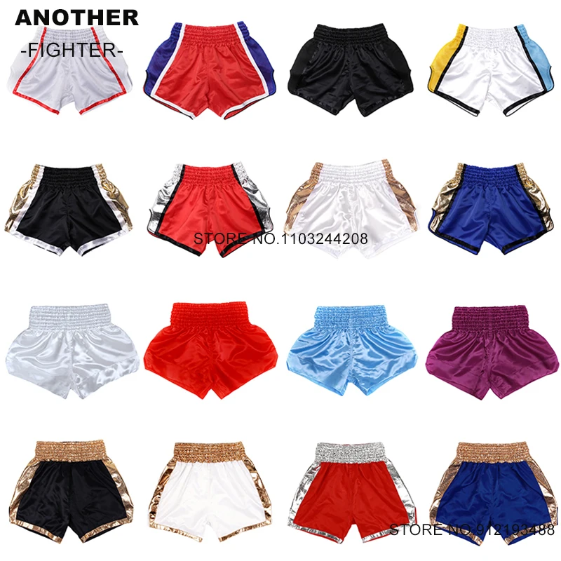 

Short Muay Thai Plain Boxing Shorts Men Women Child No Logo Satin Martial Arts MMA Clothes Gym Cage Fight Kickboxing Team Shorts