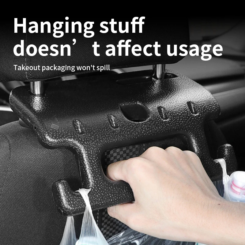 Dual Hook Car Seat Back Armrest 2-in-1 Design Hang Multiple Items Water Bottle Backpack Grocery Bags No Seat Interference