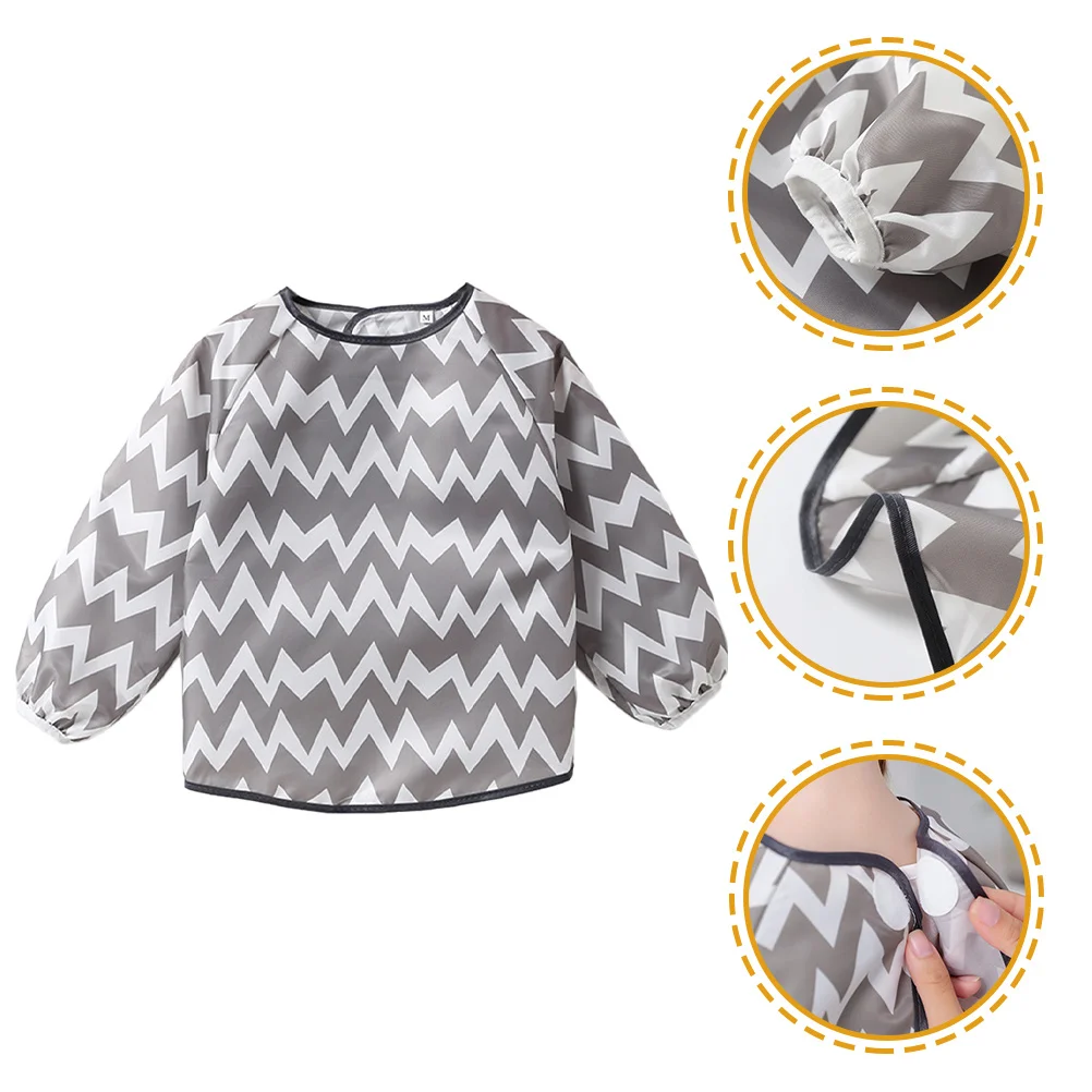 

Toddler Waterproof Smock Polyester Fabric Lightweight Baby Painting Apron Long Sleeve Protective Clothes Cover for 1-2 Years Old