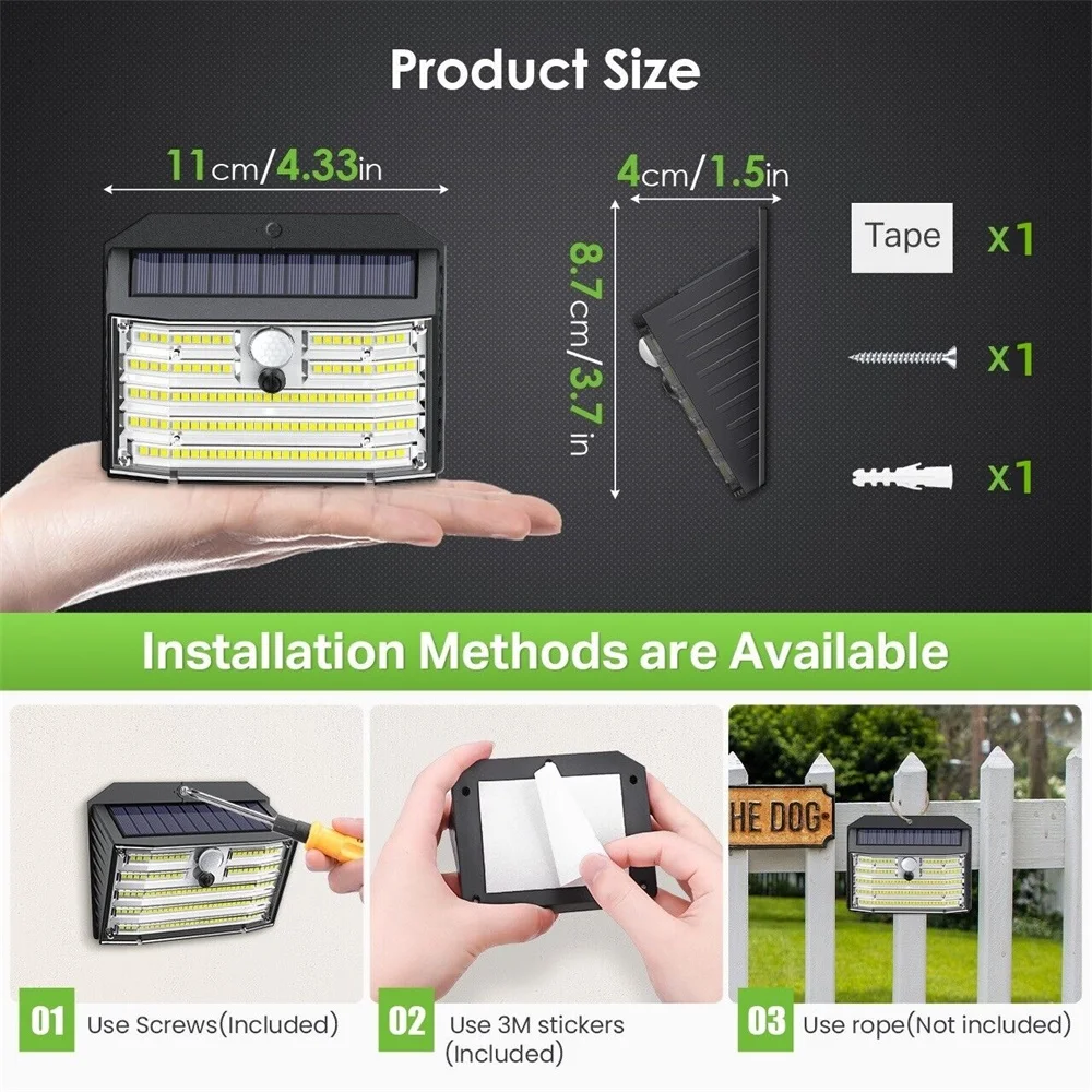 Luz Luces Led alimentadas por energía Solares para exteriores, lámpara de pared externa recargable con Sensor de movimiento, farola impermeable, luz Solar para jardín