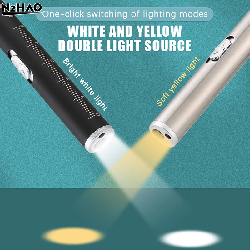 5000K Mini Nursing Flashlight USB Rechargeable  Handy Pen Light LED Torch Lamp With Stainless Steel Clip Pocket Led Flashlight