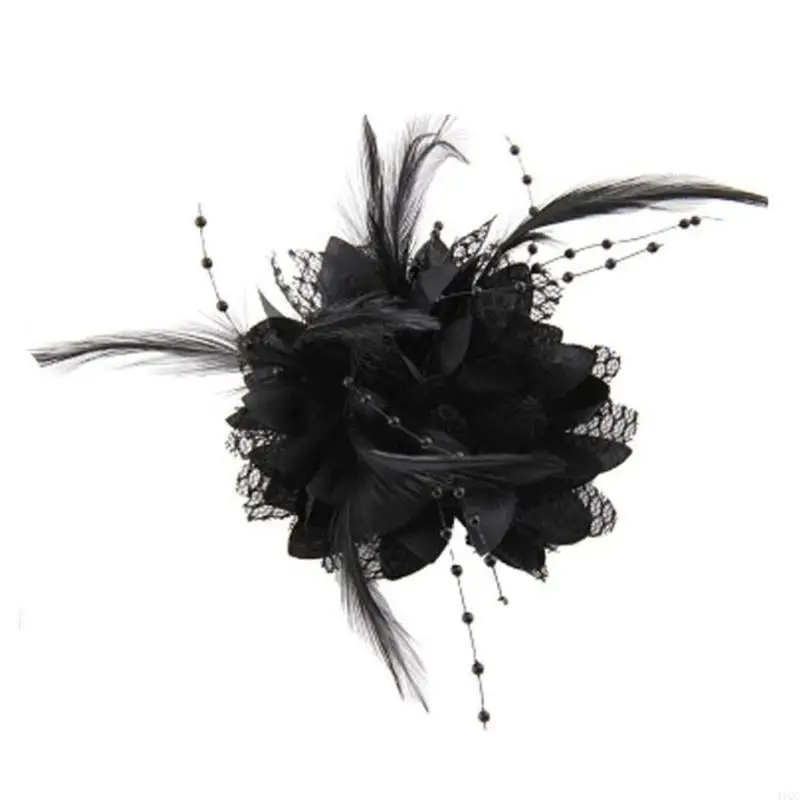 Fashion Bridal Hairband With Flower Feathers Bead Corsage Fascinated Pin Hair Brooch Women Bridal Hair Clip Accessories 