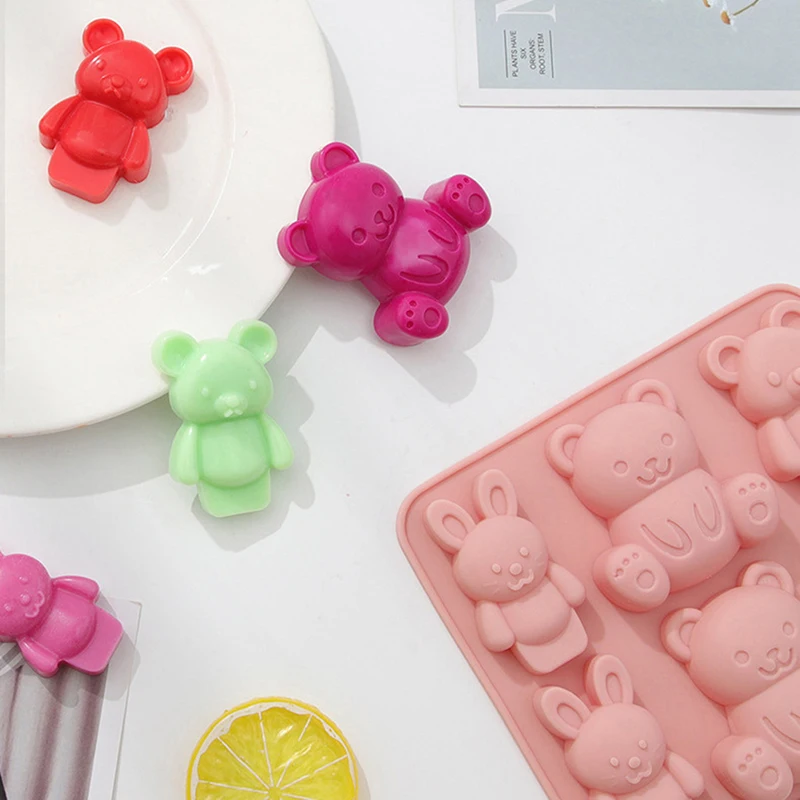 Cute Teddy Bear Silicone Mold Cartoon Animal Baking Tool For Chocolate Cake Kids Complementary Food Kitchen Supplies