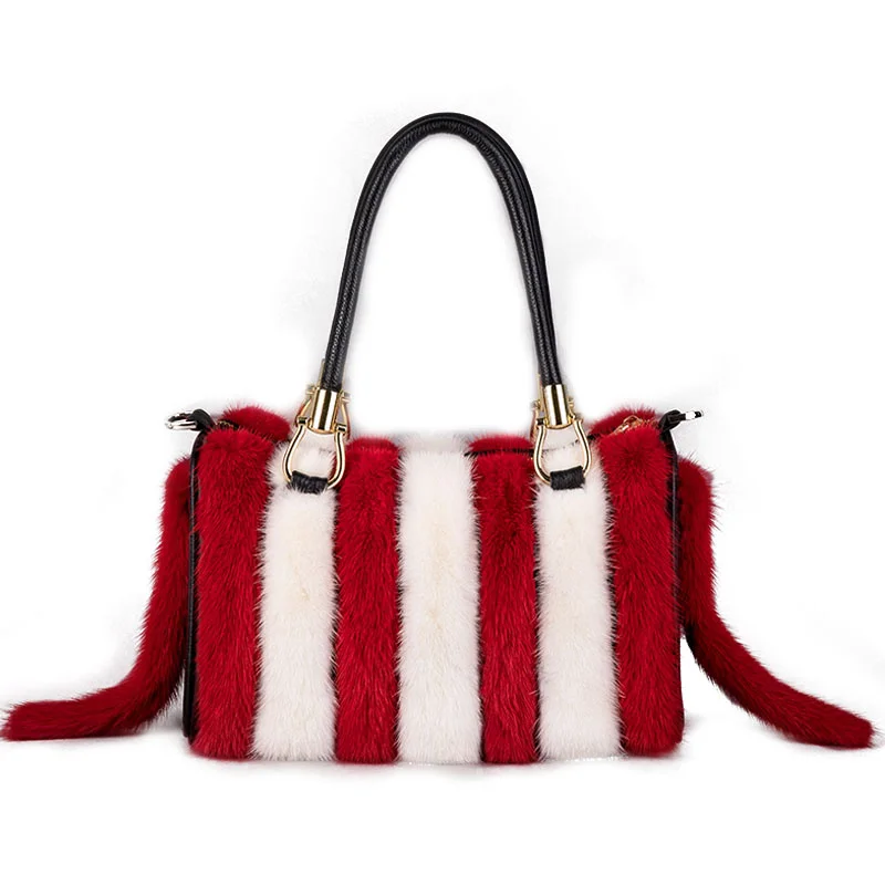 Imagem -06 - Bolsa de Ombro de Pele Real Luxuosa para Mulheres Bolsa Natural Mink Fur Grande Capacidade Nova Bolsa de Couro Corpo Transversal Alta Qualidade