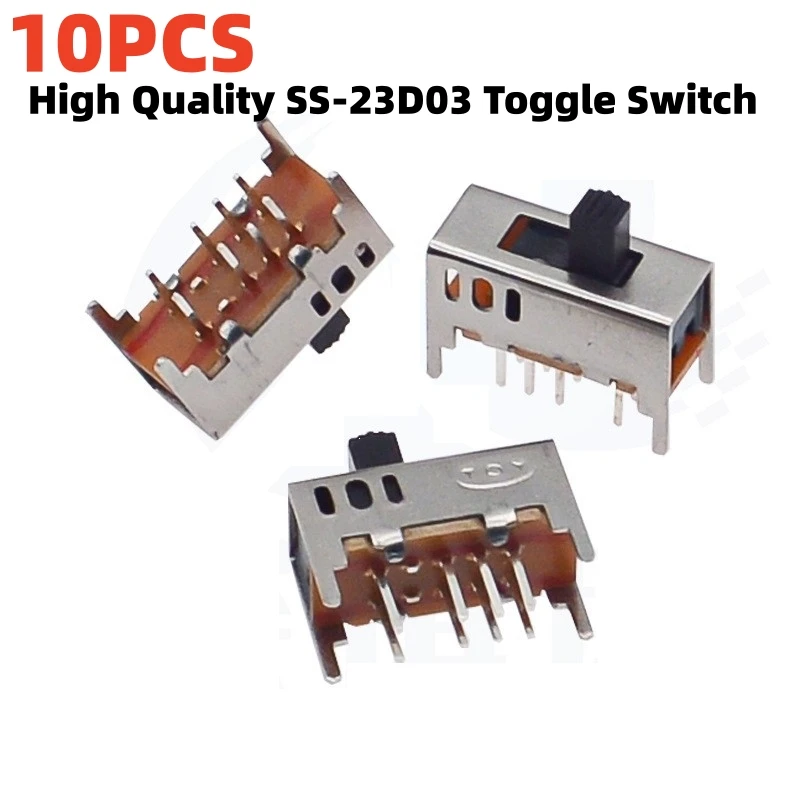 10PCS High Quality SS-23D03 Toggle Switch, 3-Position 8 Pin (ON-OFF-ON), 5mm Lever Height, Long Lifespan for Power Tools