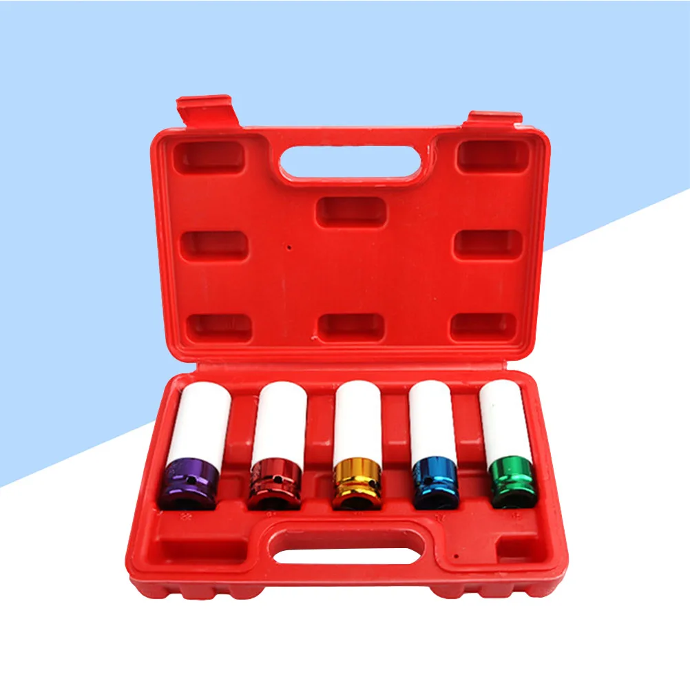 

5 pcs Tire Protection Nut Sleeve Socket Adapter Wall Deep Impact Alloy Wheel Car Adaptor Durable Corrosion Resistant NonSlip