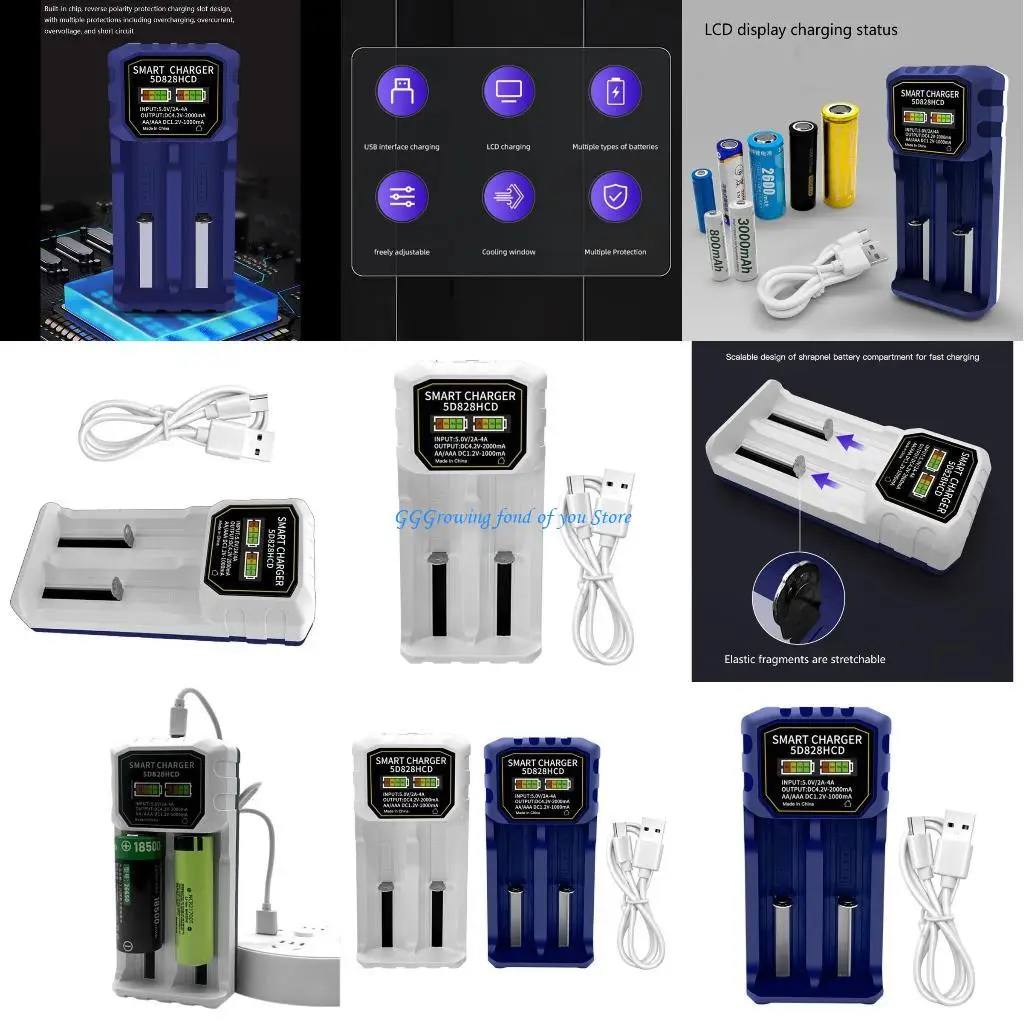 H9EB Двойной слот USB-аккумулятора, совместимого с зарядкой нескольких аккумуляторов 18650 26650