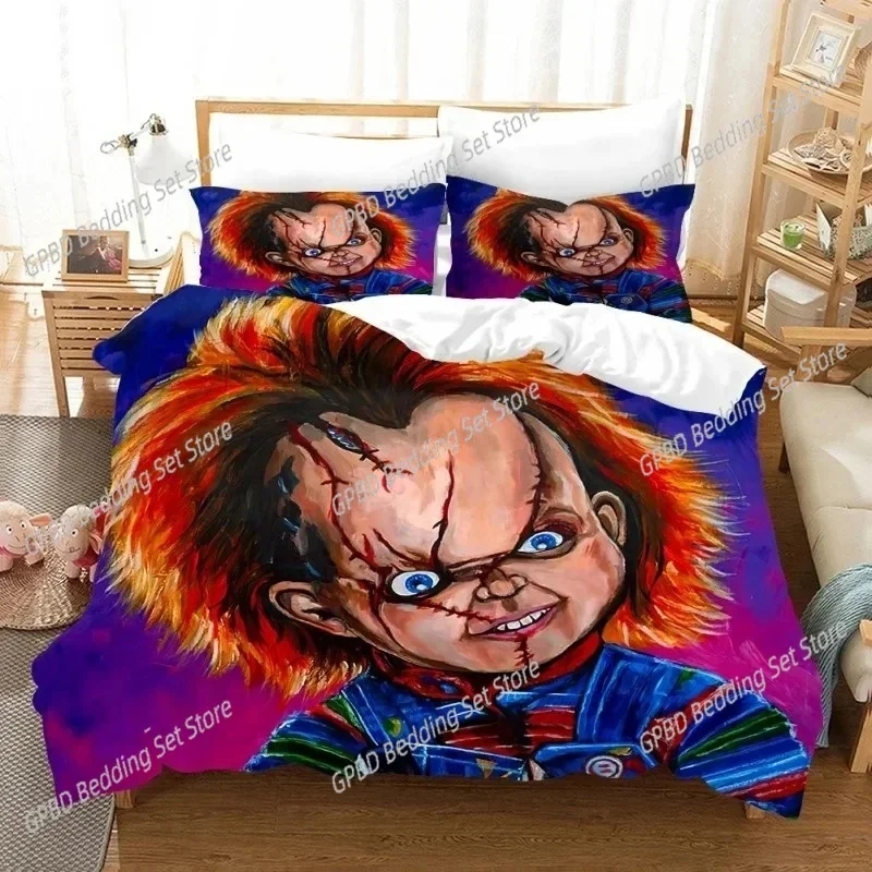 Horror Movie Child Of Play Chucky Bedding Set 3D Printed Suitable for Bedroom Duvet Cover Set With Pillowcases Kids Home Textile