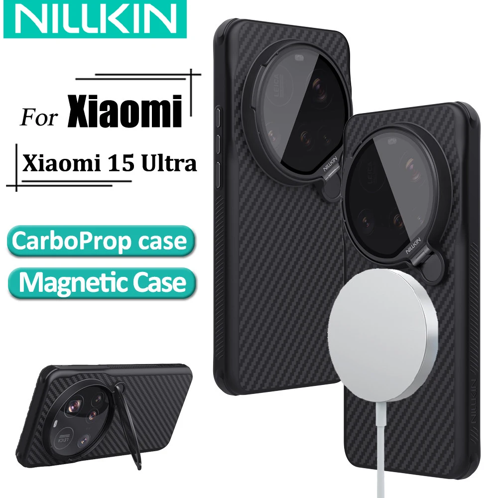 

Nillkin For Xiaomi 15 Ultra Magnetic Aramid Fiber+TPU CarboProp Flip Cover Bracket Camera protection Phone Case