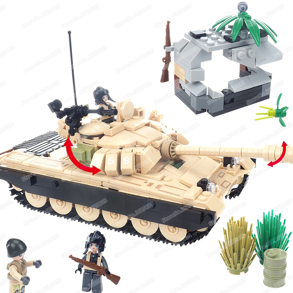 Military T-72B3 Main Battle Tank Building Block Assembled Figures War Weapons Armor Vehicle Equipment Model Child Gifts Boy Toys