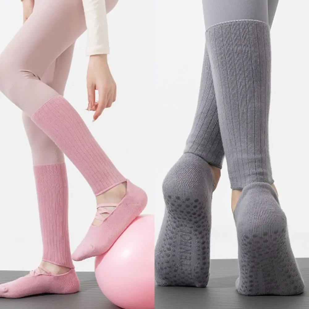 Bawełniane skarpety do pilatesu Harajuku Street, oddychające, z paskami, antypoślizgowe, codzienne skarpety do połowy łydki, skarpety i pończochy damskie.