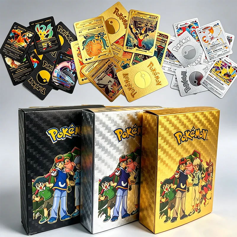 55Pcs Pokemon Gold Foil Cards Golden Letters English Spanish Game Card Charizard Vmax Gx Series Charizard Colorful Pokemon Gift