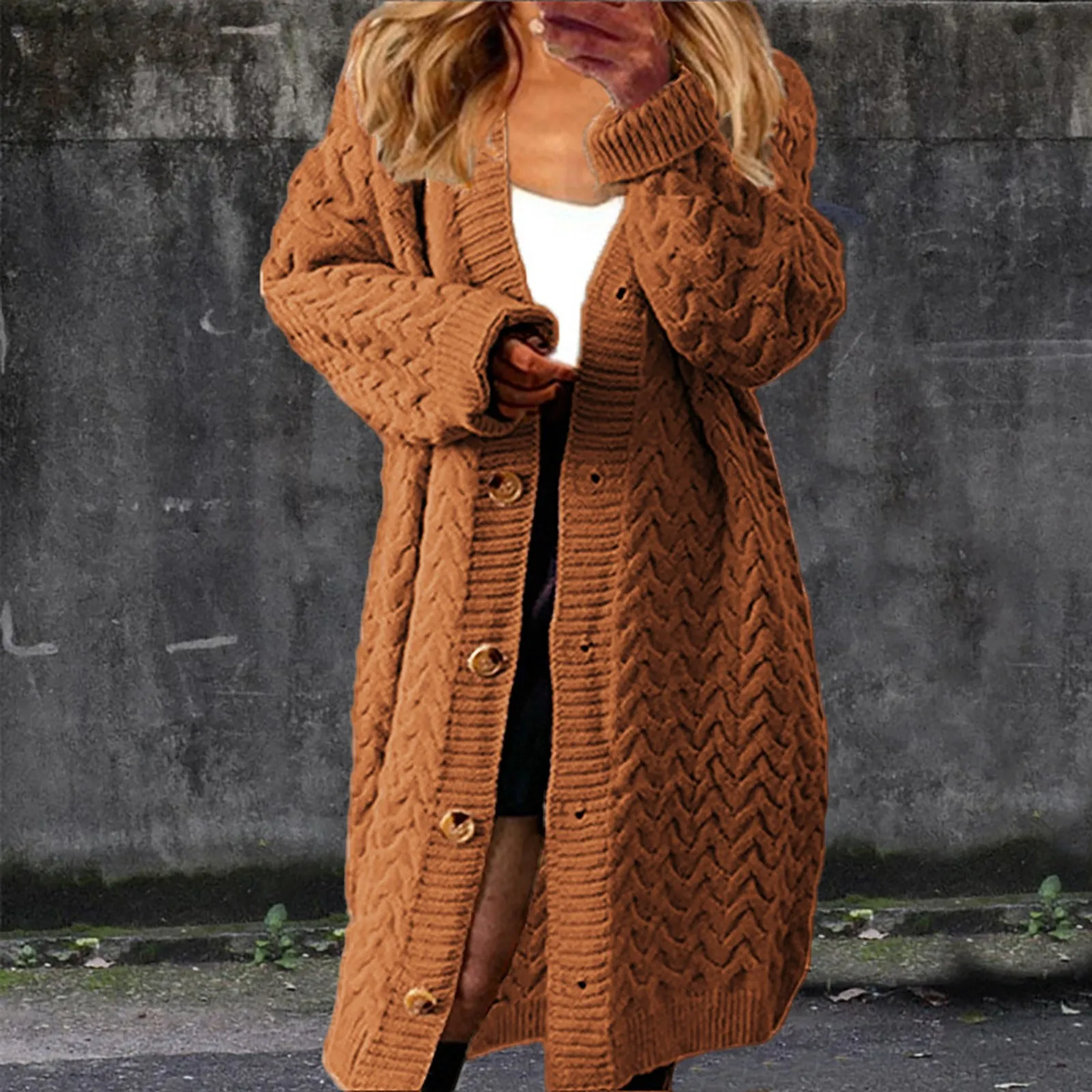 

Knit Cardigan Long Sweater Coat Women Solid Long Sleeve Cardigan Autumn Winter Loose Jackets Elegant Knitted Sweater Cardigans