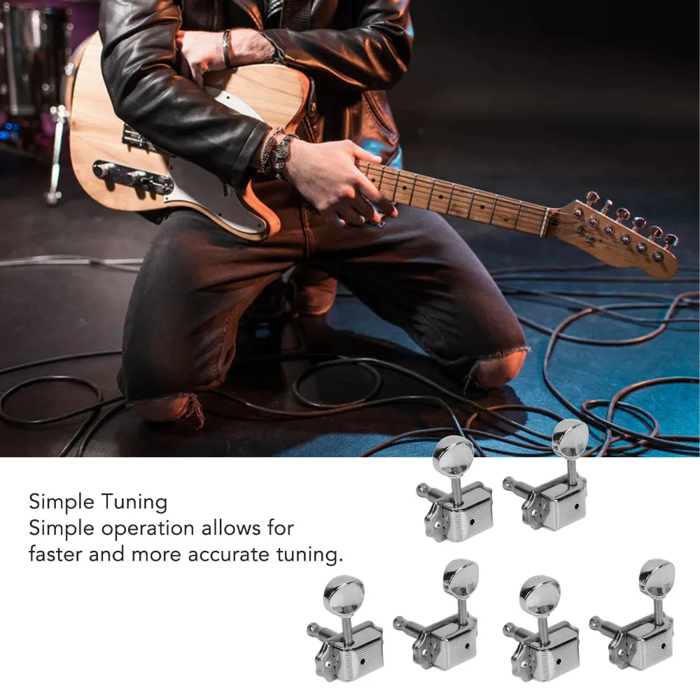 6PCS Vintage Metal Guitar String Tuning Peg With Screws Split Shaft Guitar Tuner Key Silver Guitar Tuners Guitar Replacement view 3