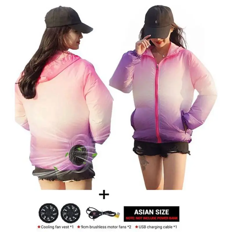 

Woman spring jacket Fan Air Condition Clothes women Travel Ultralight Outdoor Vest Clothes Jacket Sun Windbreaker Fishing