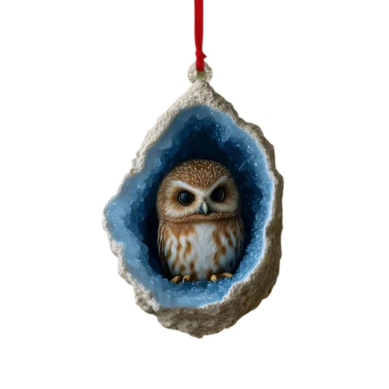 R2LD Owl And Raccoon Acrylic Christmas Tree Ornament Shatterproof Elegant Holiday Decoration For Family Home Party Supplies