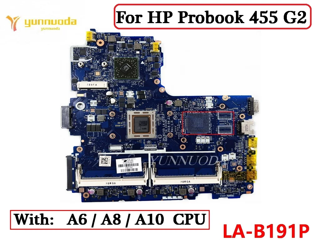 

ZPL45 LA-B191P For HP Probook 455 G2 Laptop Motherboard With A6 A8 A10 CPU DDR3 773073-601 773074-601 773075-501 100% Tested