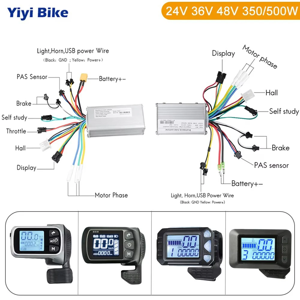 

BLDC Electric scooter controller with Display E-bike Brushless Speed driver 24V 36V 48V 350W 500W Ebike Controller Display
