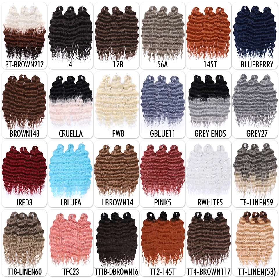 Anna Extensión de Cabello Sintético de 24 Pulgadas, Onda de Agua, Ombre Rubio, Rizo Profundo, Crochet para Mujer 3