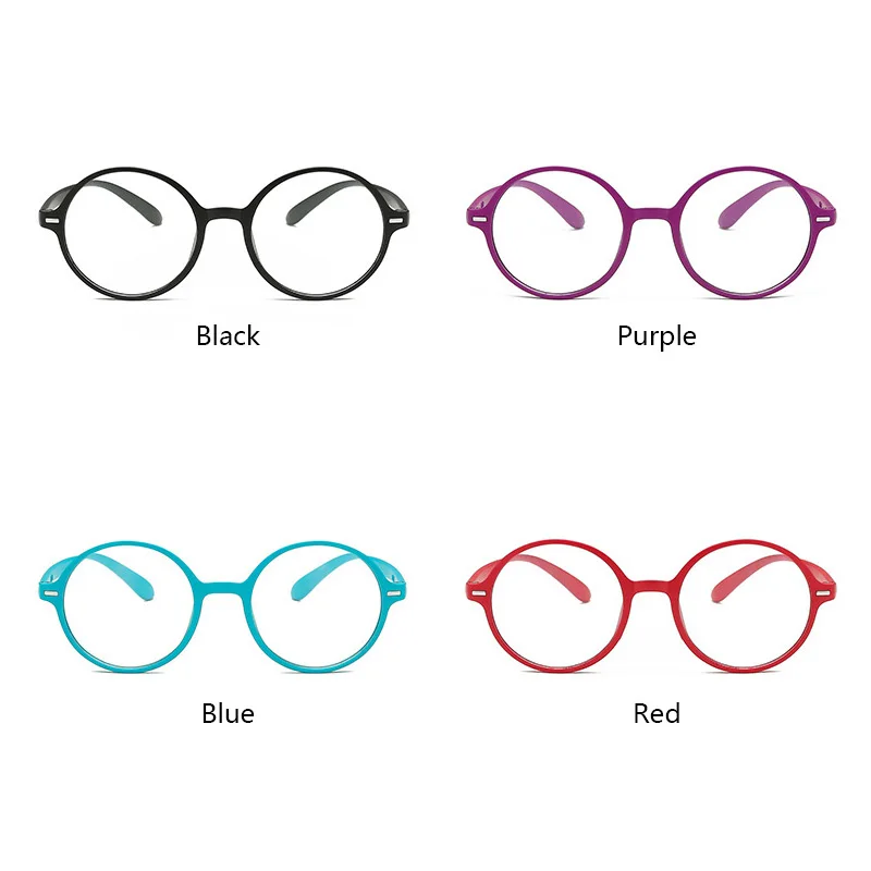 New Men Women Unisex TR90 Reading Glasses Ultralight Resin Round Blue Red Frame Hyperopia Presbyopic Eyeglasses Computer Eyewear