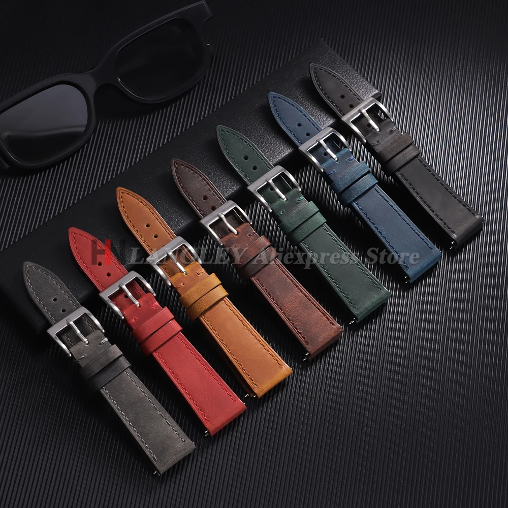 Vintage retro pulseiras de relógio de couro genuíno 18mm 19mm 20mm 21mm 22mm 24mm pulseira de relógio macio liberação rápida masculino feminino pulseira de relógio