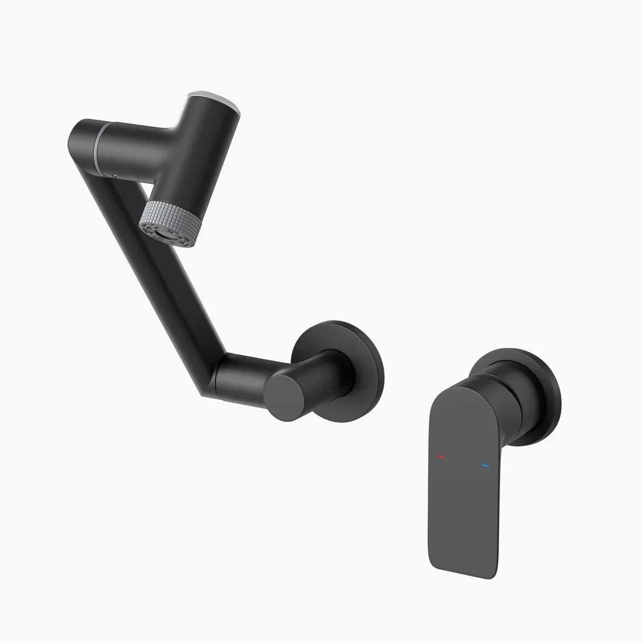 

Single handle wall mounted bathroom faucet with temperature display Matt Black