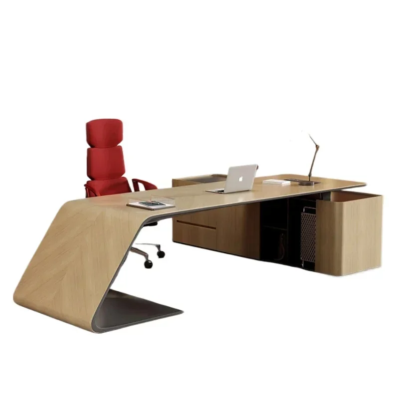 #Minimalist Japanese Luxury Office Desk High-end Fashion Oak Light Luxury Simplicity Office Desk Luxury Tavolo Trendy Furniture