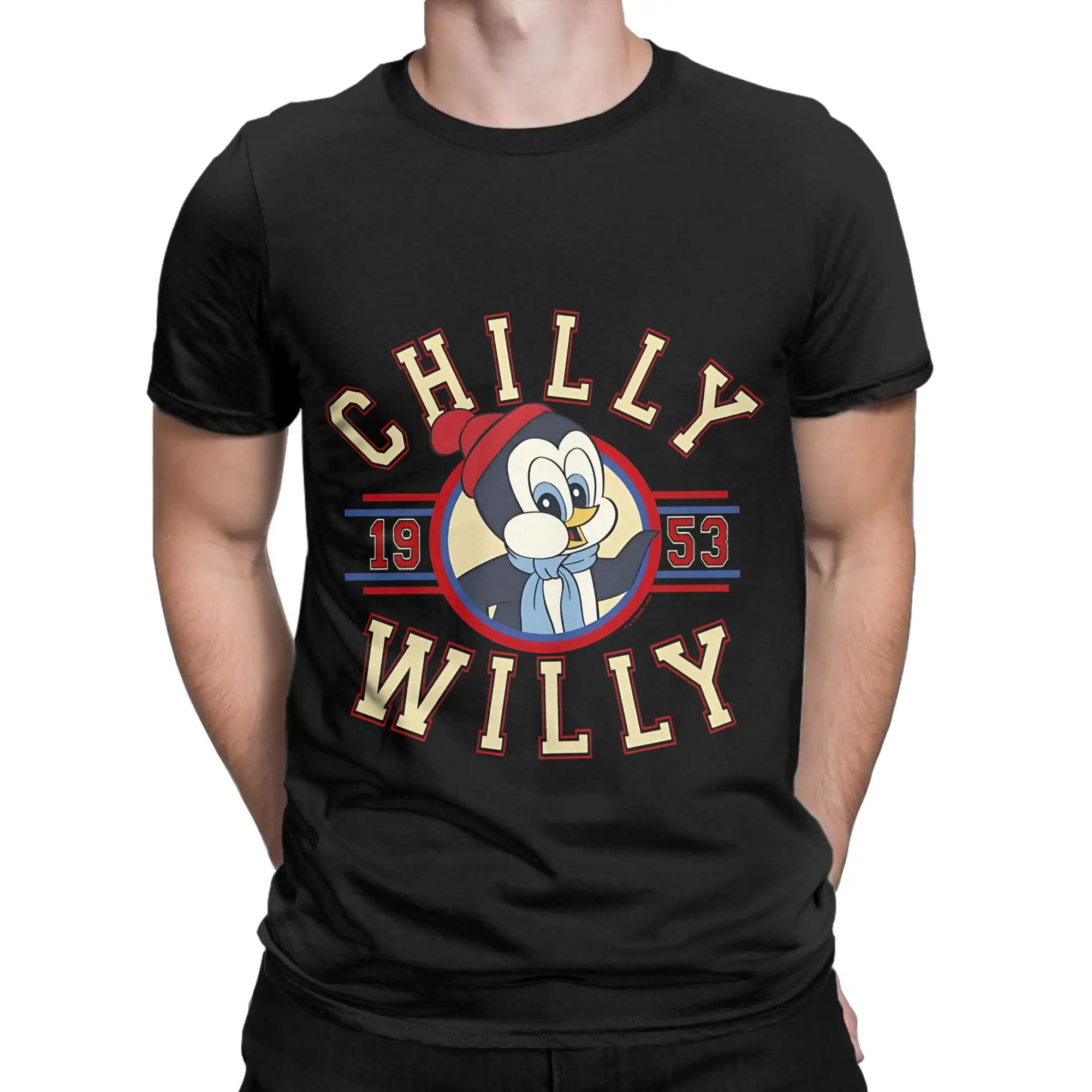 Chilly Willy 1953 Throwback Collegiate Essential Shirt Graphic 100% Cotton T-Shirt Chilly Willy Tops Tees For Men