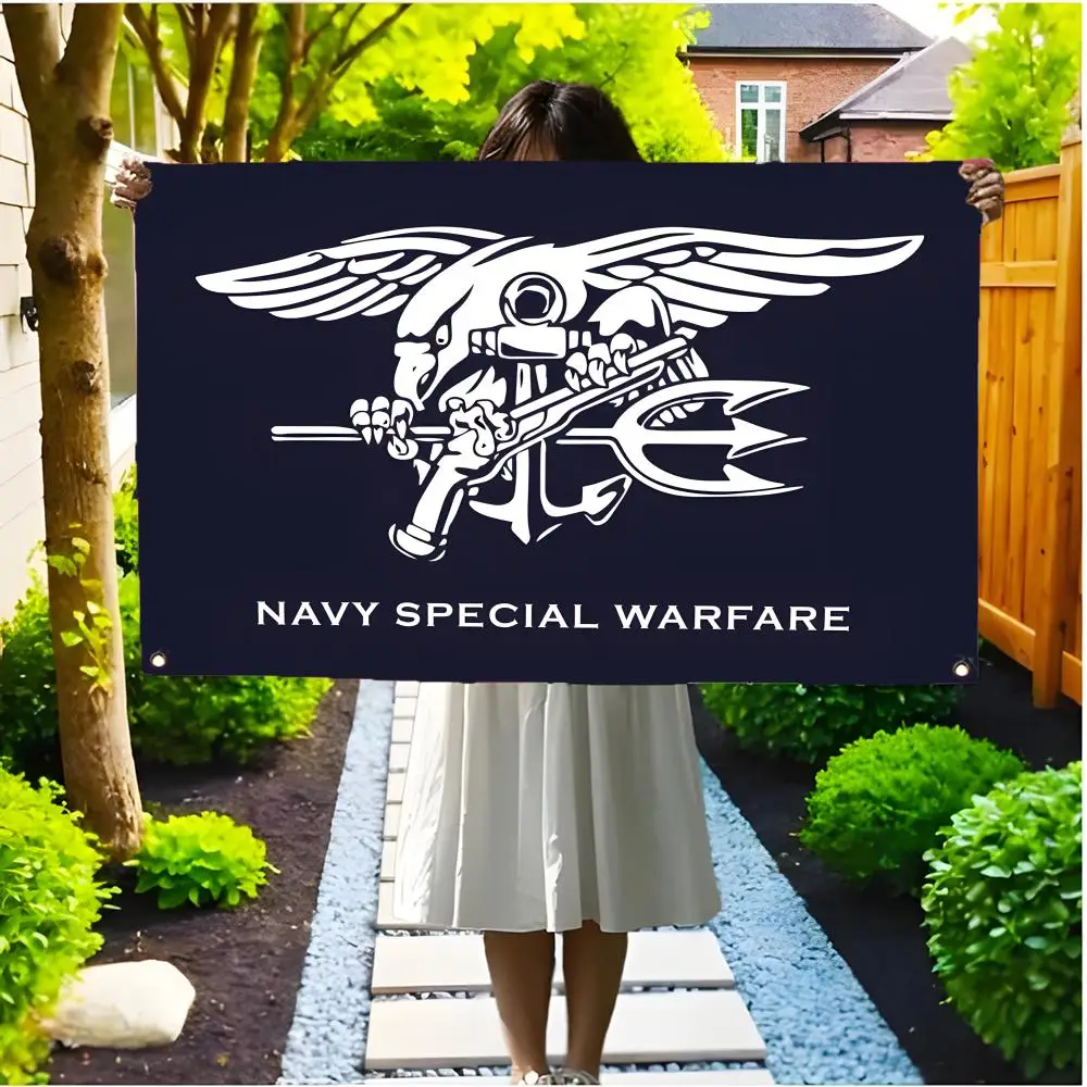 Navy SEALs US Military Elite Flags Borderless four-ring ornament indoor outdoor decoration effortless to hang