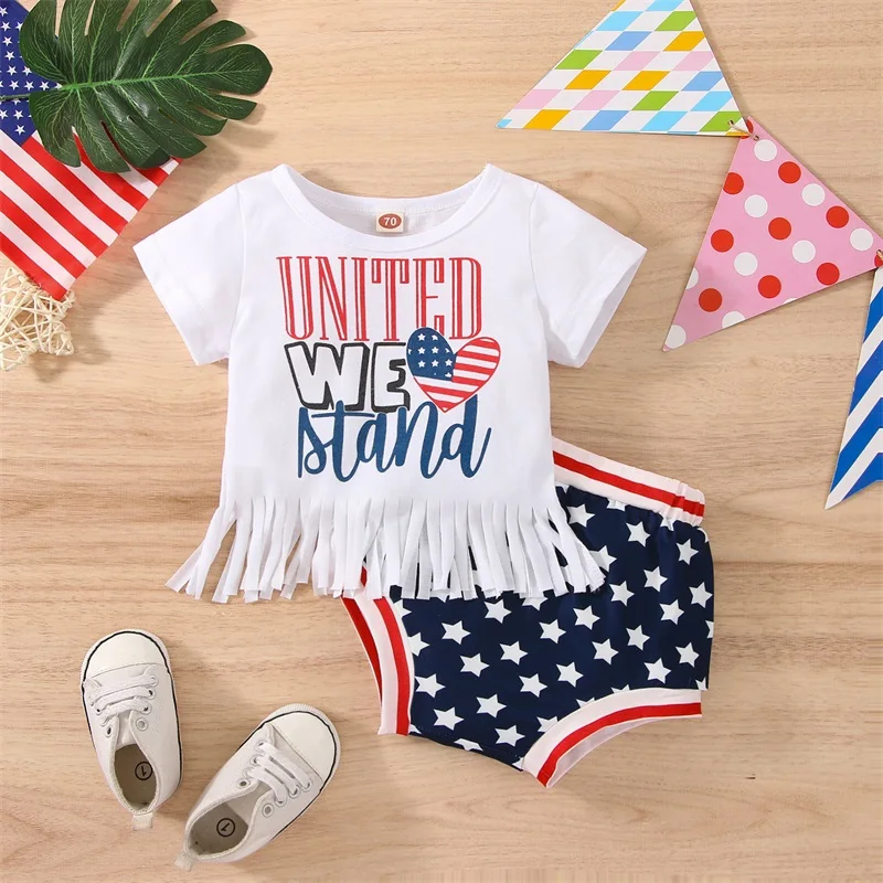 3 Pcs Fourth of July Outfit Toddler Boys American Flag Print Tank Top Star Pattern Shorts Red White Blue Headband