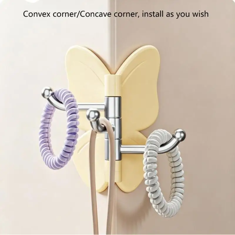 Entryway Holders with Butterfly Wall Rounded Triple Arms and Adhesive Mounting for Everyday Daily Storage 87HA