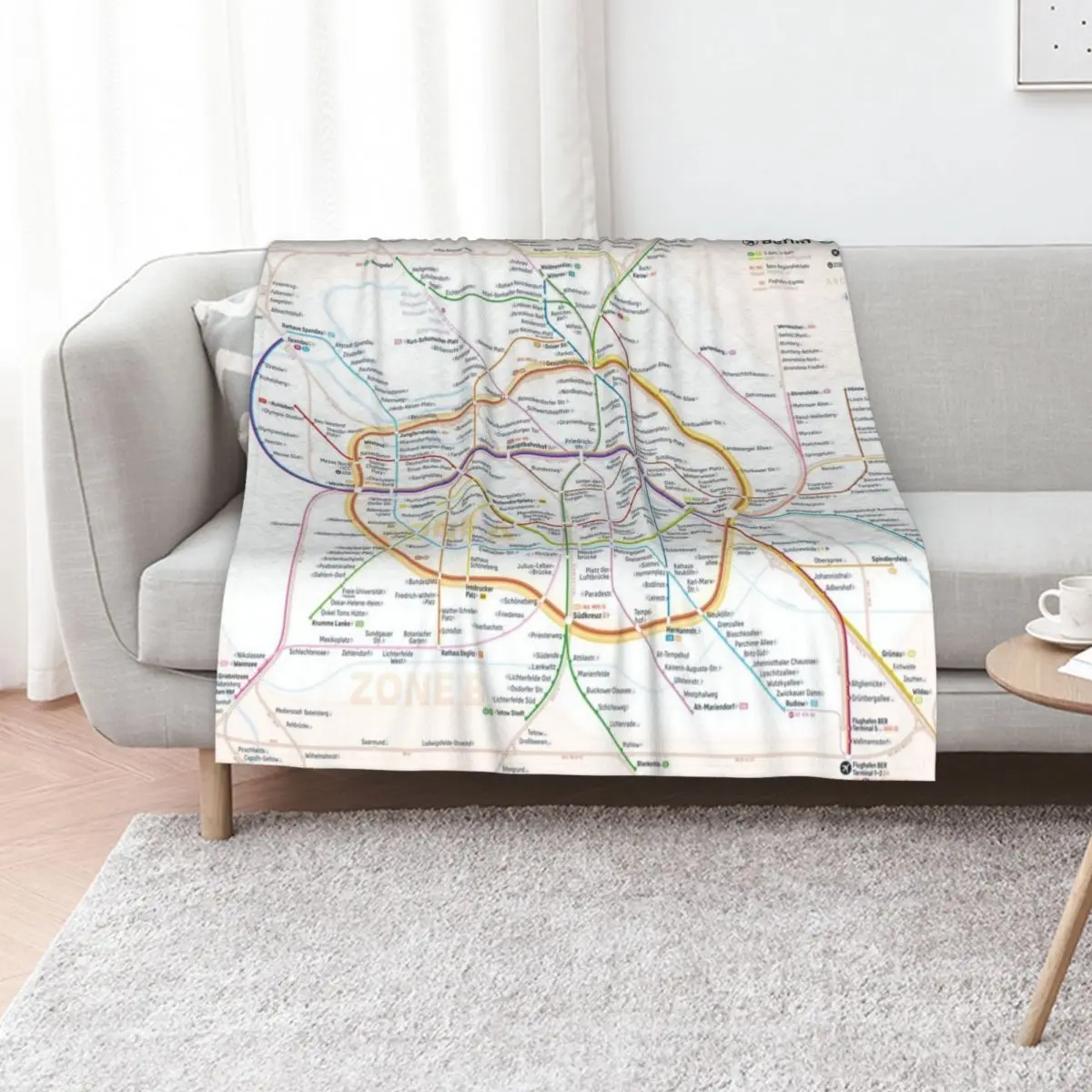 New Berlin rapid transit route map (December 11, 2022) Throw Blanket for babies Sofa manga Comforter Blankets