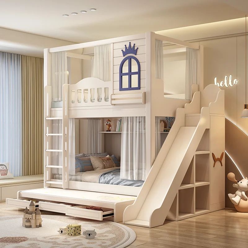 Children's parallel beds, bunk beds, and small apartment slide beds with the same width and height