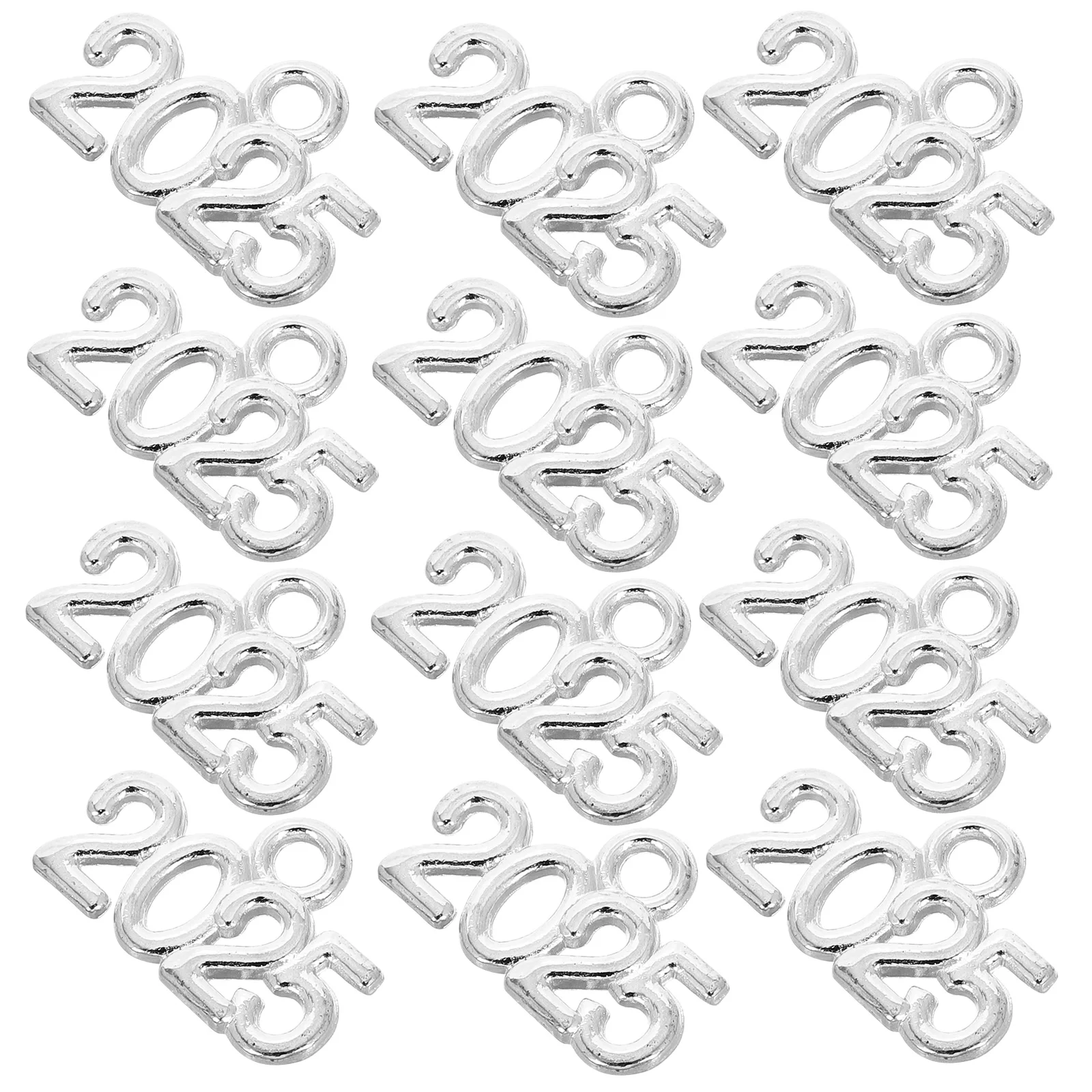

50pcs Alloy Jewelry Accessories Vintage DIY Number Charms 2025 Year Pendants for Necklaces Bracelets Metal Findings
