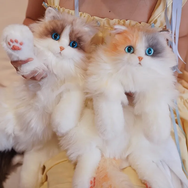 Nieuwe producten voor kinderen, schattige simulatie van drie kattenrugzakken, pluche poppen, speelgoed, vakantiecadeaus