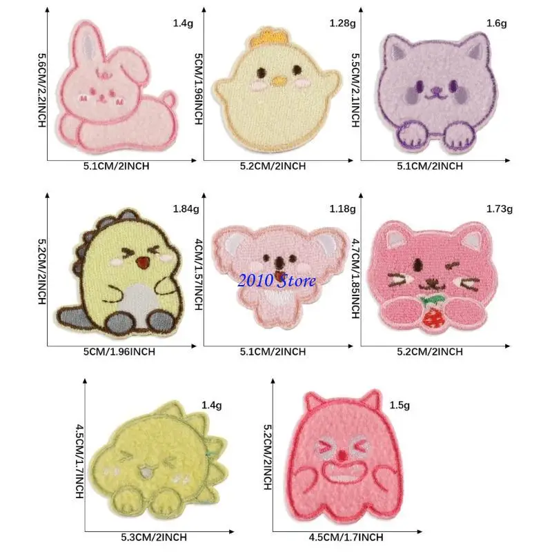 F3MF Animal Theme Repair Patches Embroidery Applique Reusable and Sewing On Patches For Clothing Crafting Decoration 8PCS