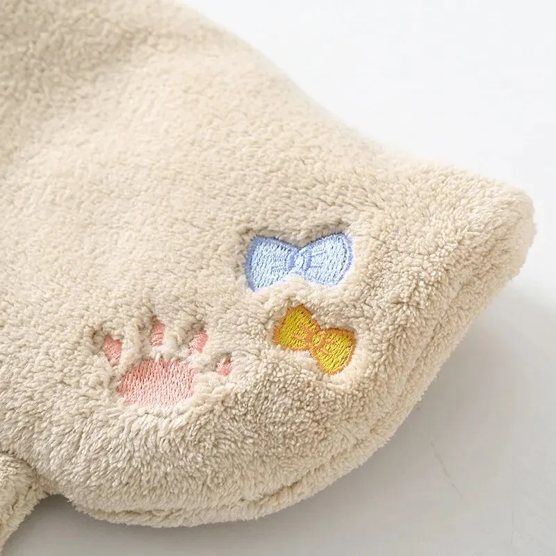 Cute Cartoon Tanuki Hanging Towel Coral Velvet Hair Does Not Lose Thick Cloth Kitchen Bathroom Absorbent Towels