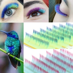 Graduated Color Eyelash Extensions Mix Length Natural Soft False Eyelashes Blue Pink Yellow Rainbow Individual Lashes For Makeup