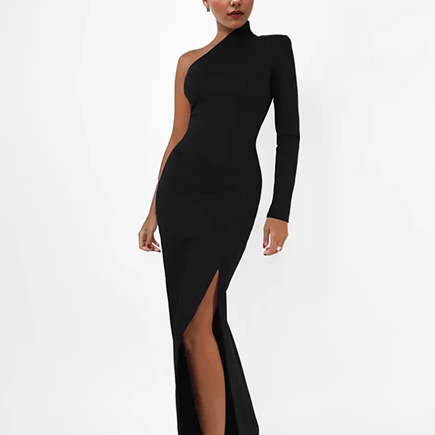 

Dress Sexy Neckline Off-the-shoulder Black Dress Female with A Party Bag Buttock Dress Skirt Ropa Mujer Juvenil Slight Strech